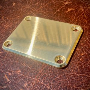 Van Dyke-Harms Extra Thick Brass Neck Plate with Screws, Fits Fender-style, 4-bolt guitars